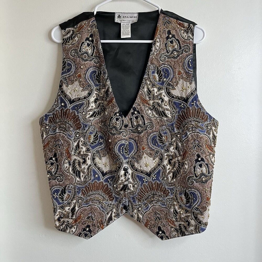 Vintage ANA MORI Beaded Vest ALL SIZE